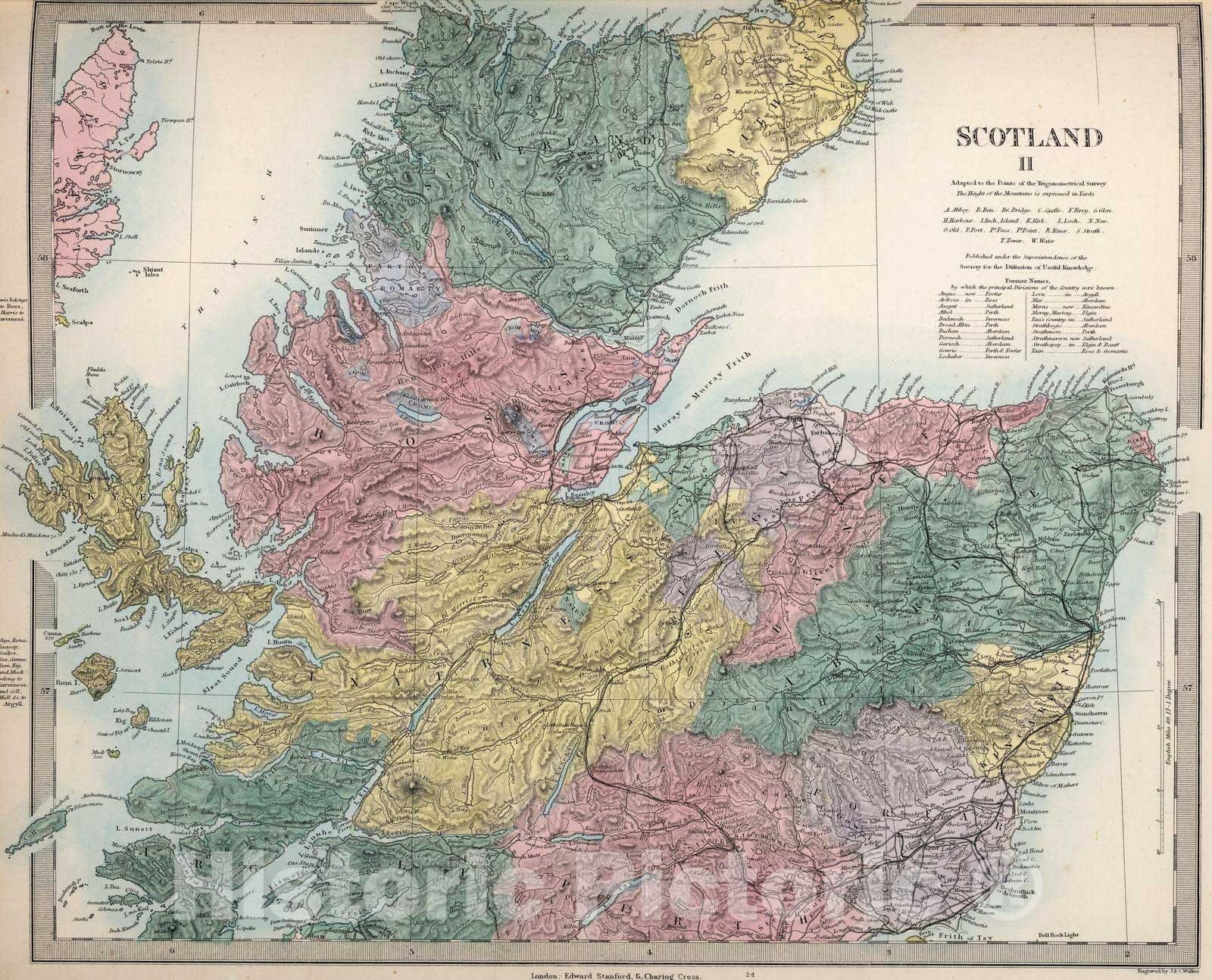 Historic Wall Map : 1865 Scotland II. - Vintage Wall Art