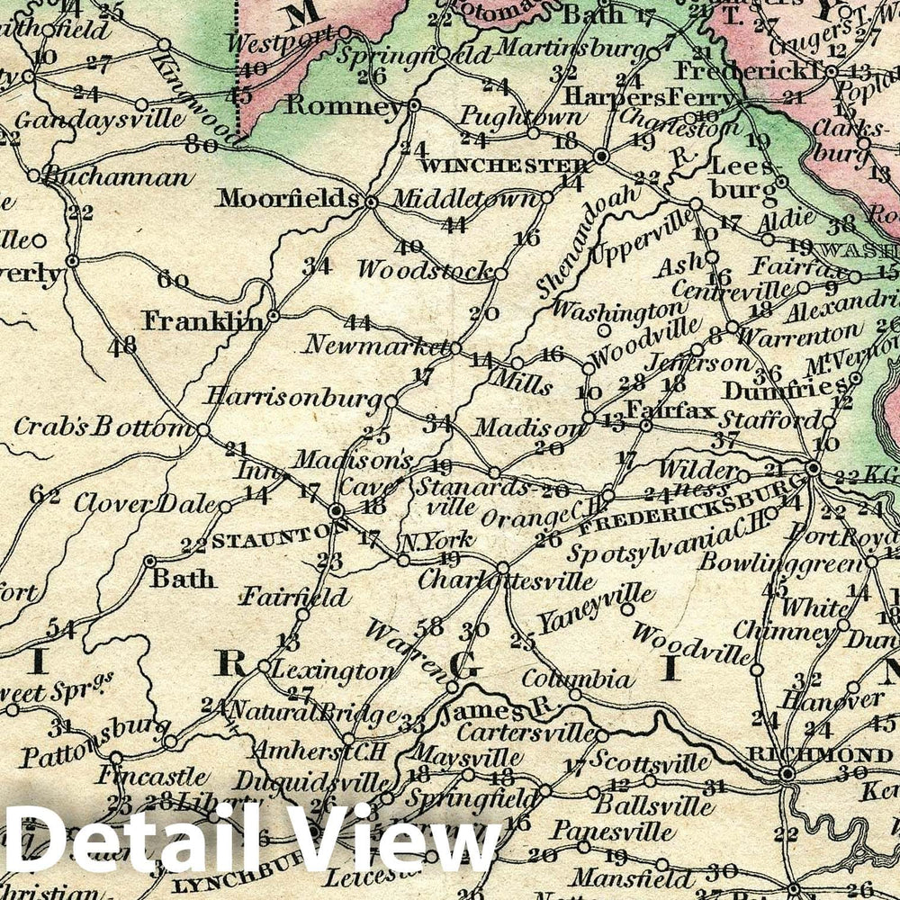 Historic Map : National Atlas - 1828 Virginia, Maryland And Delaware - Vintage Wall Art