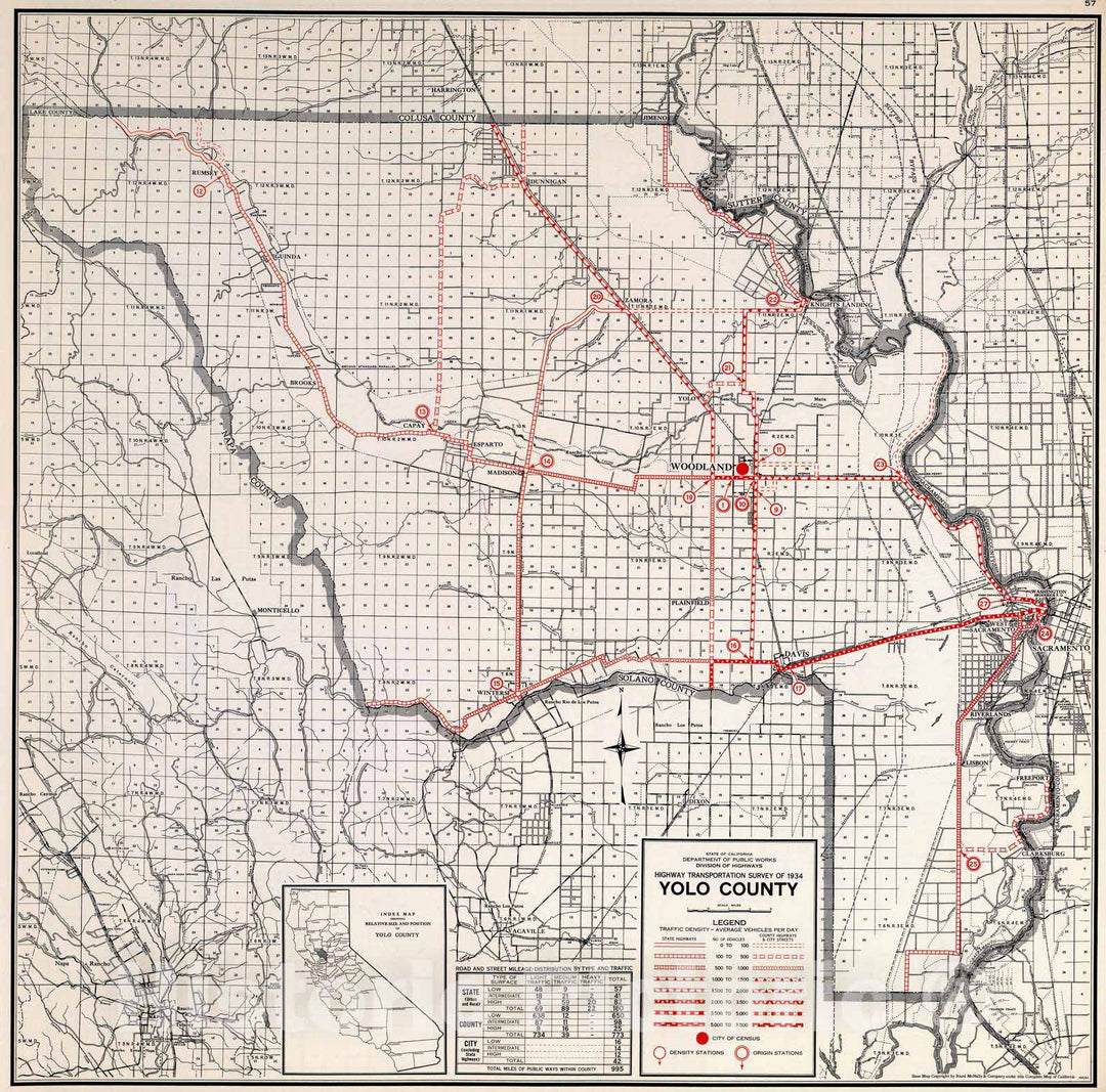 Historic Map : 1935 Yolo County. - Vintage Wall Art