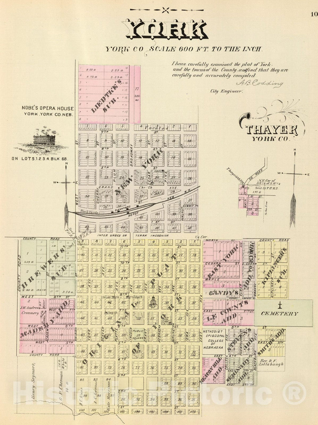 Historic Map : 1885 York. - Vintage Wall Art