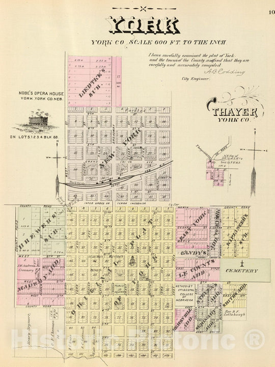 Historic Map : 1885 York. - Vintage Wall Art
