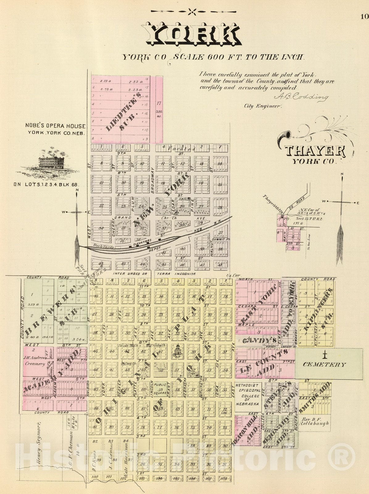 Historic Map : 1885 York. - Vintage Wall Art