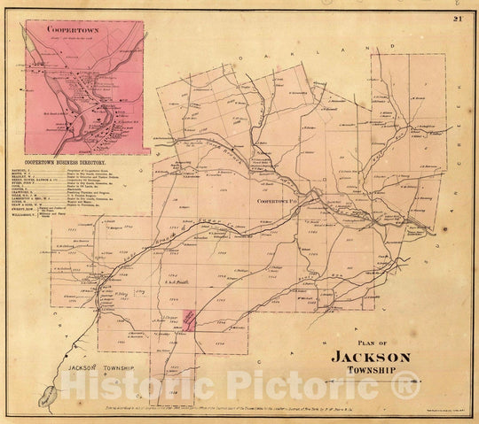 Historic Map : 1865 Jackson Township. - Vintage Wall Art