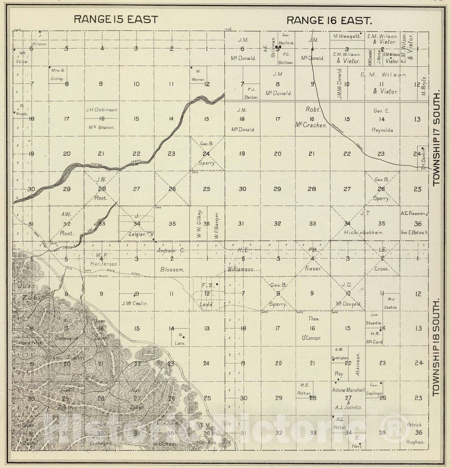 Historic Map : 1891 R.15-16E T.17-18S. - Vintage Wall Art