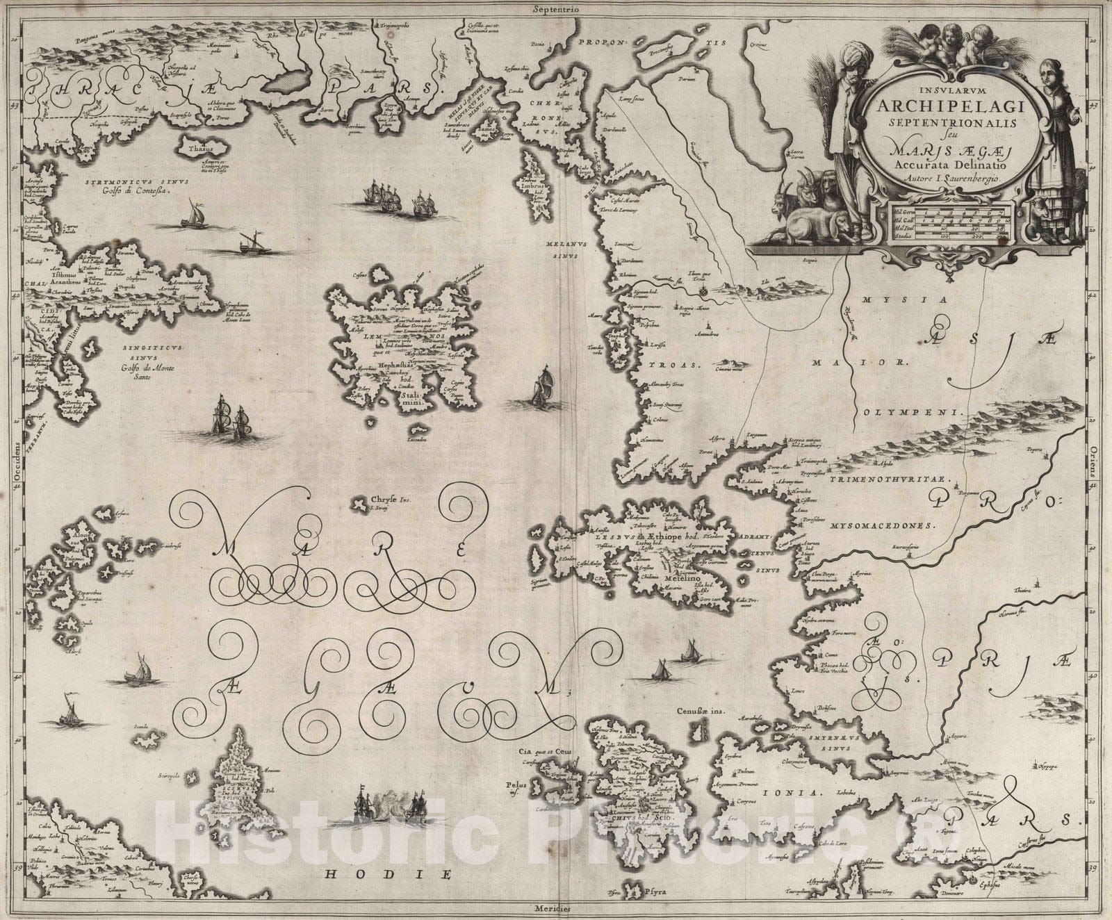Historic Map : Chart Atlas - 1650 Insularum Archipelagi Septentrionalis seu Maris Aegaei. - Vintage Wall Art