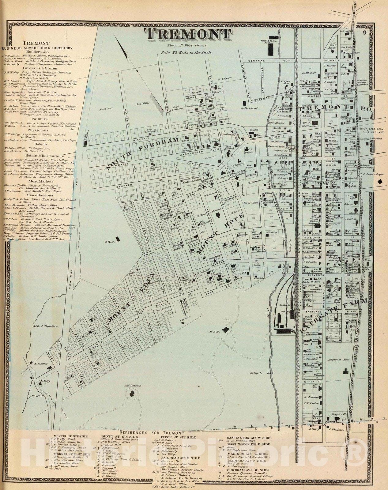 Historic Map : 1868 Tremont, W. Farms. - Vintage Wall Art