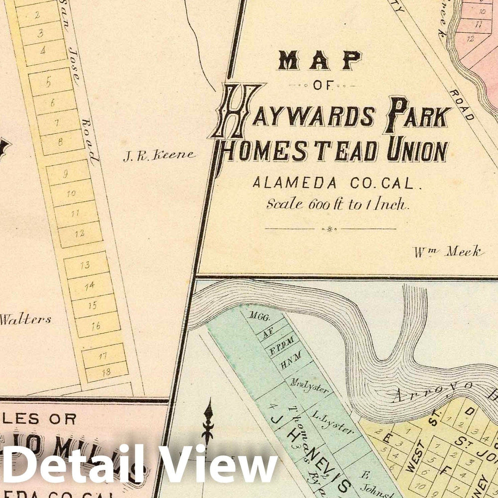 Historic Map : 1878 Wash. Corners, Haywards Park, Niles, Pleasanton. - Vintage Wall Art