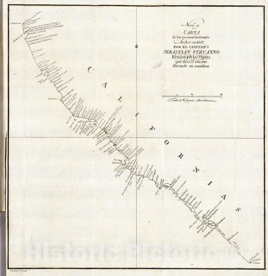 Historic Map : California, 1802 Carta de los reconocimientos hechos en 1602. , Vintage Wall Art