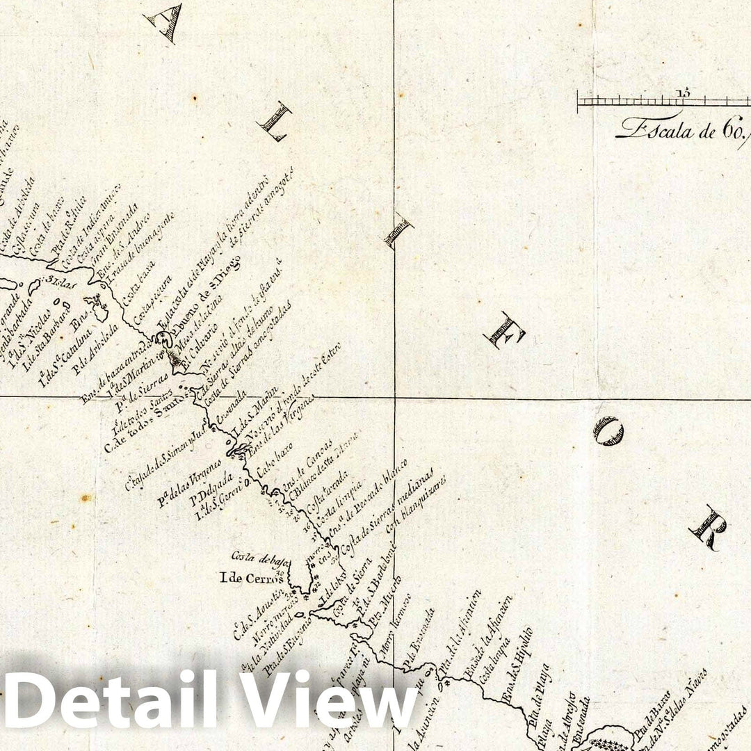 Historic Map : California, 1802 Carta de los reconocimientos hechos en 1602. , Vintage Wall Art
