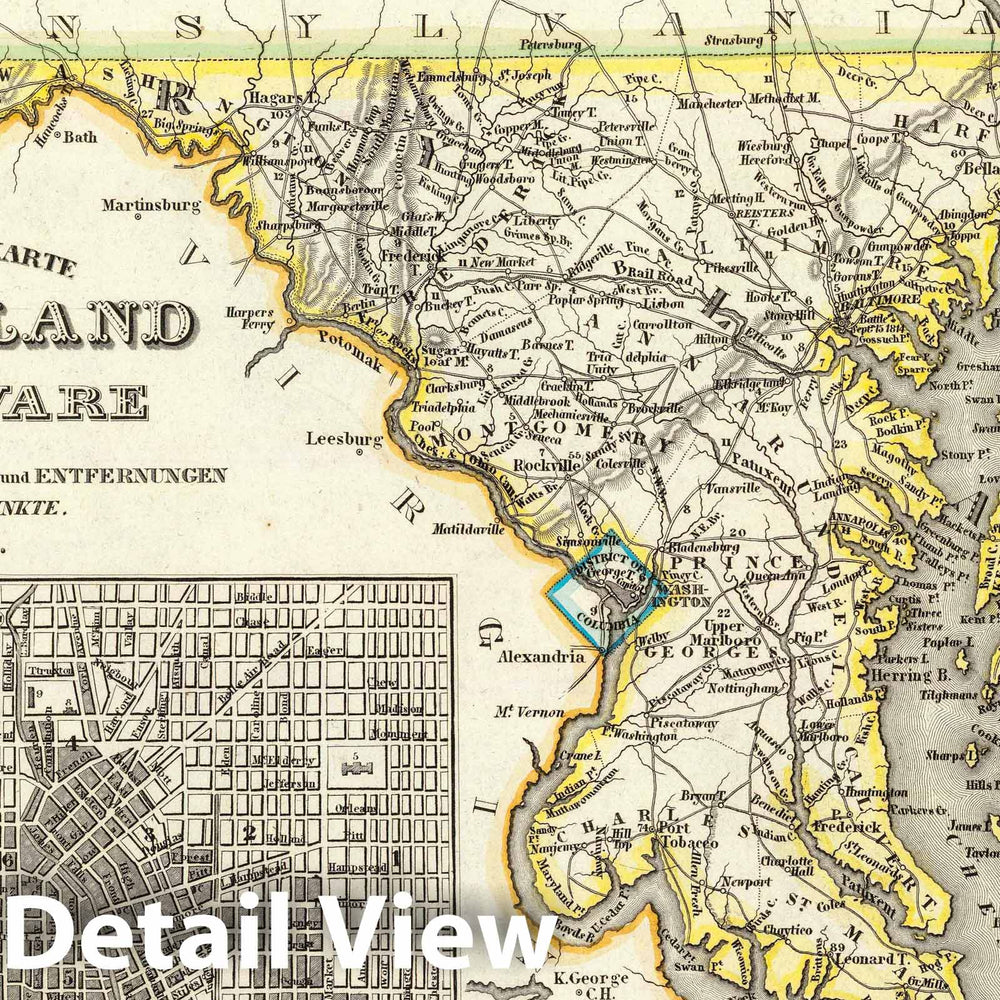 Historic Map : 1846 Maryland, Delaware. - Vintage Wall Art