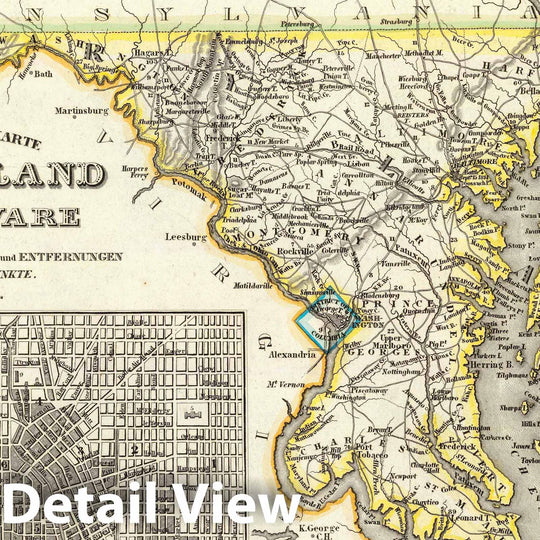 Historic Map : 1846 Maryland, Delaware. - Vintage Wall Art