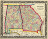 Historic Map : 1860 County Map Of Georgia, And Alabama. - Vintage Wall Art