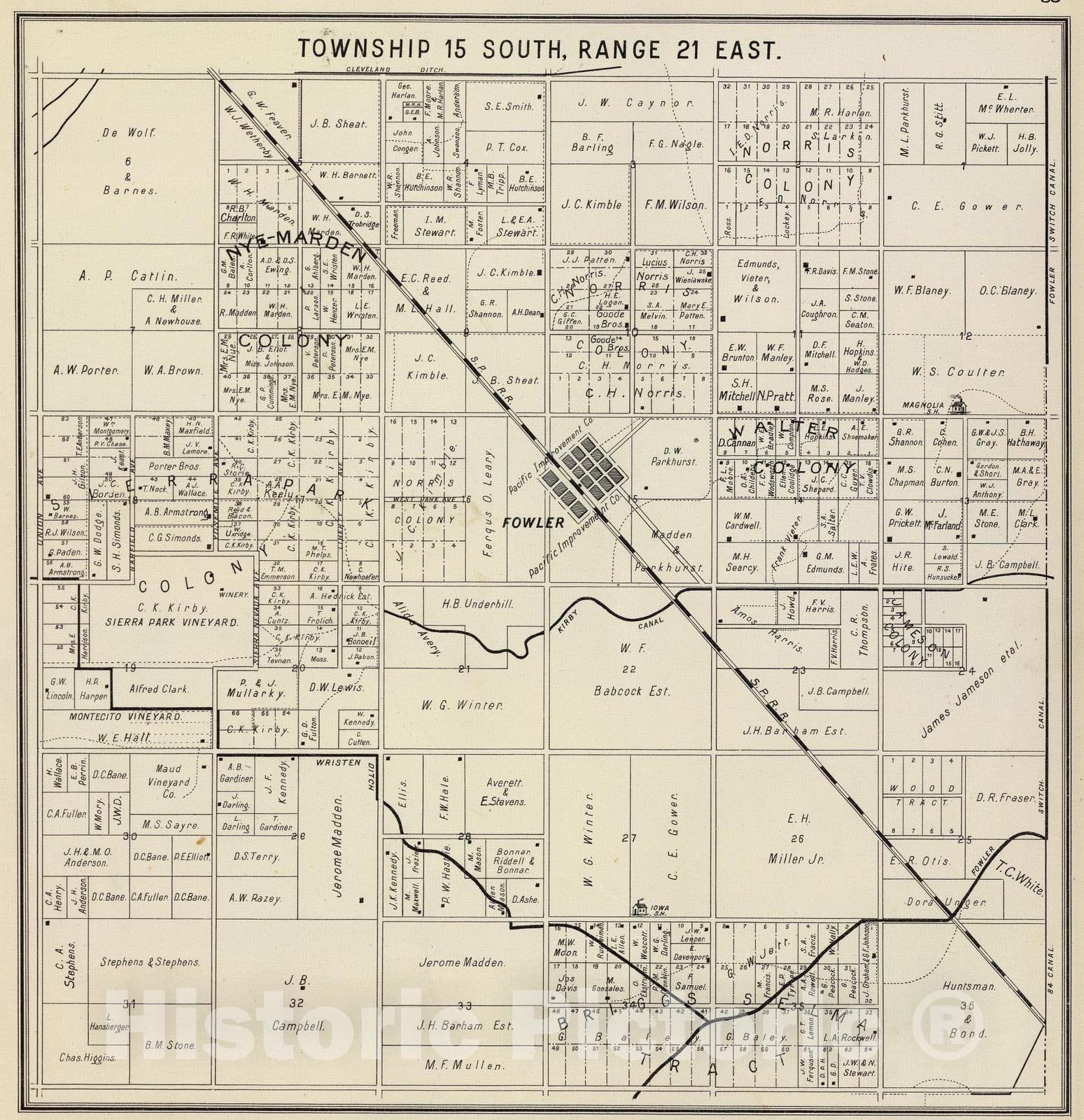 Historic Map : 1891 R.21E T.15S. - Vintage Wall Art