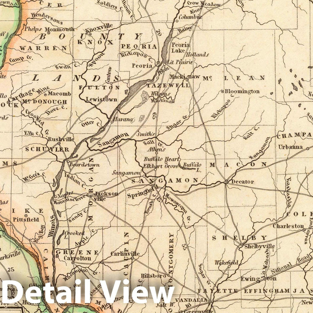 Historic Map : 1845 Illinois. v1 - Vintage Wall Art