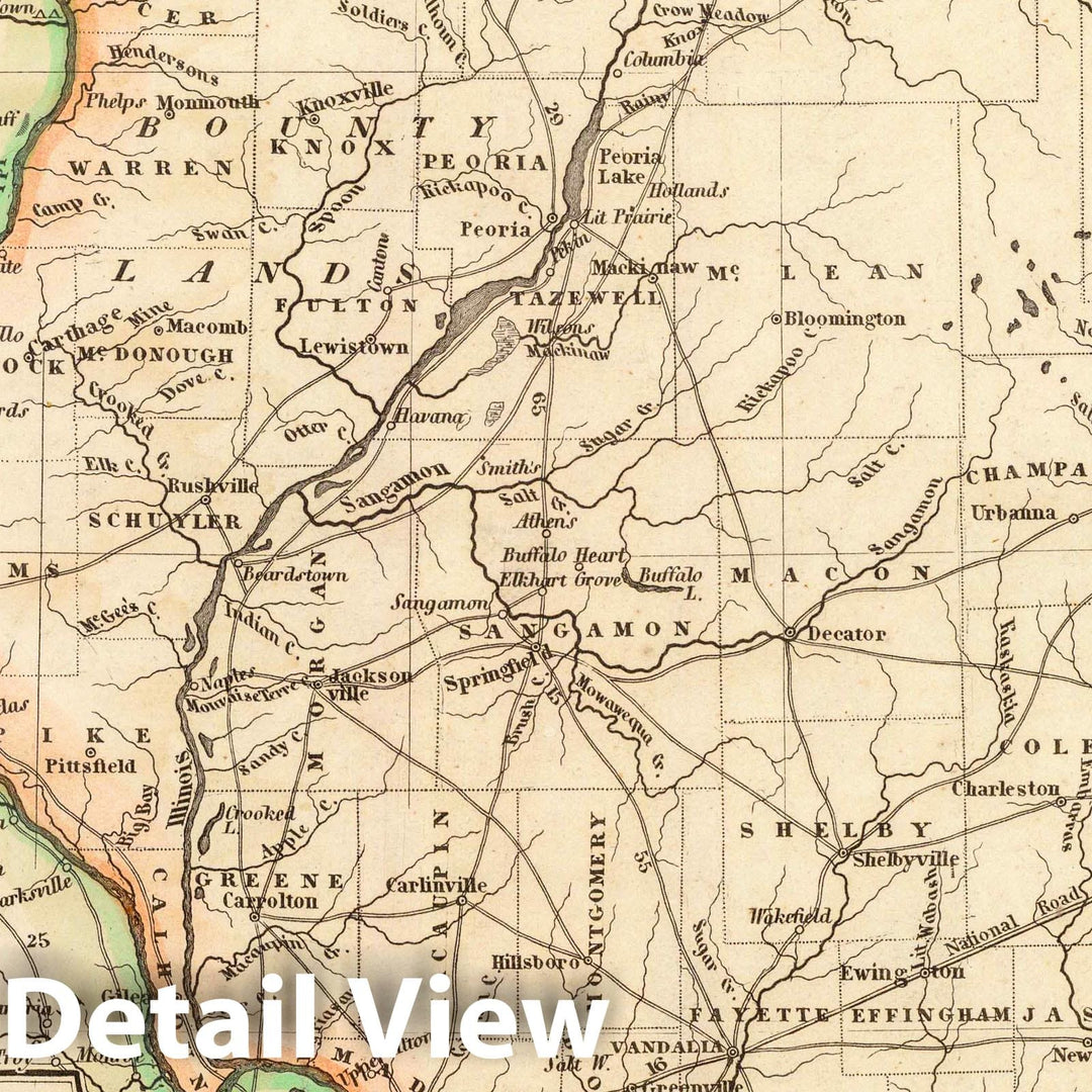Historic Map : 1845 Illinois. v1 - Vintage Wall Art