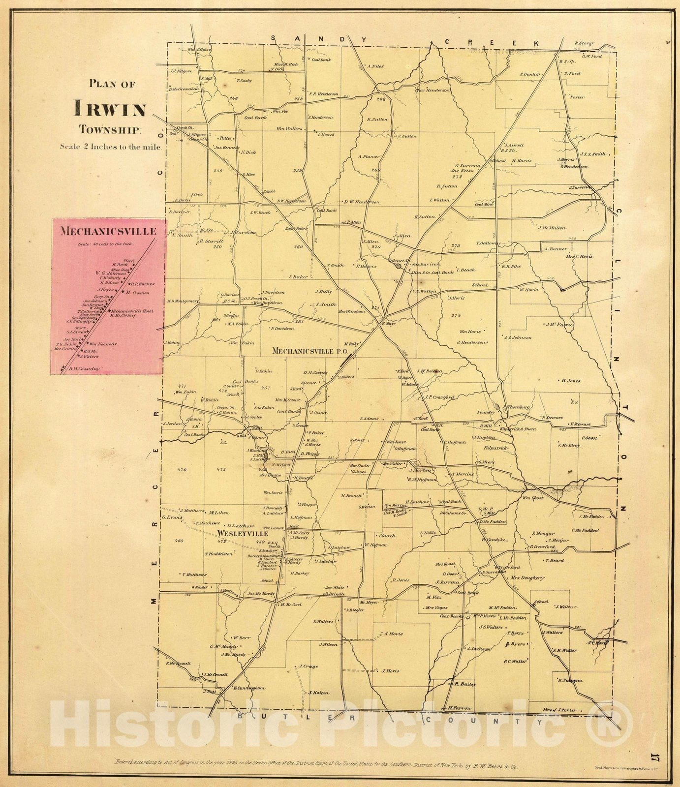 Historic Map : 1865 Irwin Township. - Vintage Wall Art