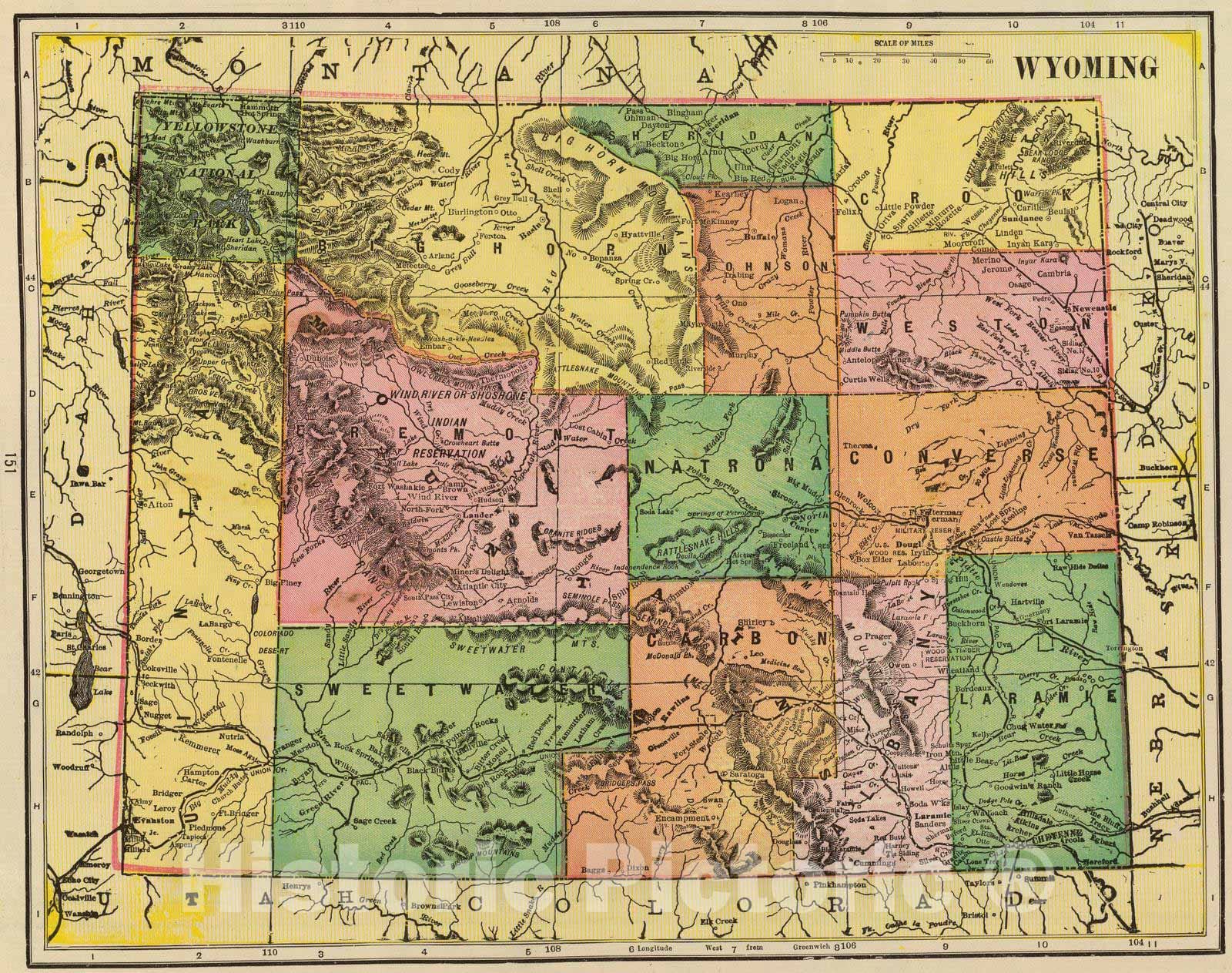 Historic Map : 1909 Wyoming. - Vintage Wall Art