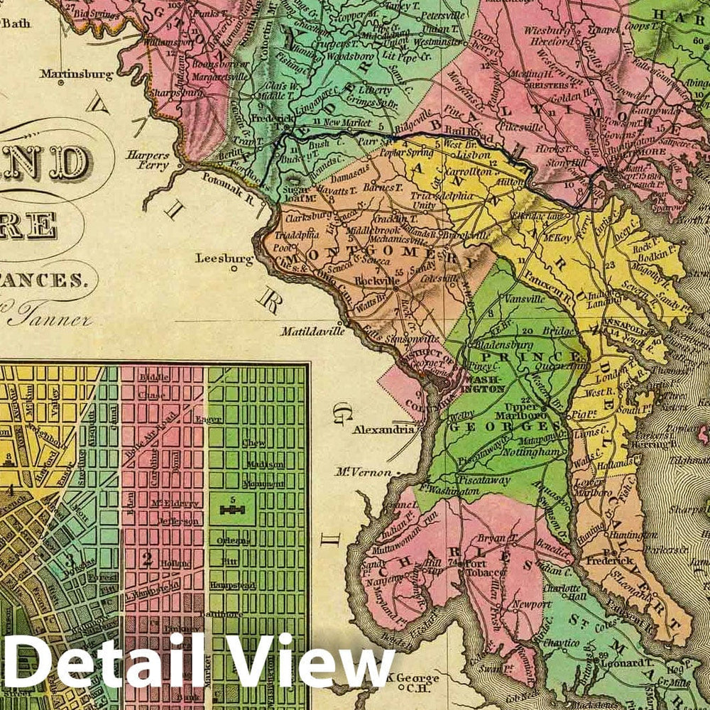 Historic Map : 1836 New Map Of Maryland and Delaware. - Vintage Wall Art