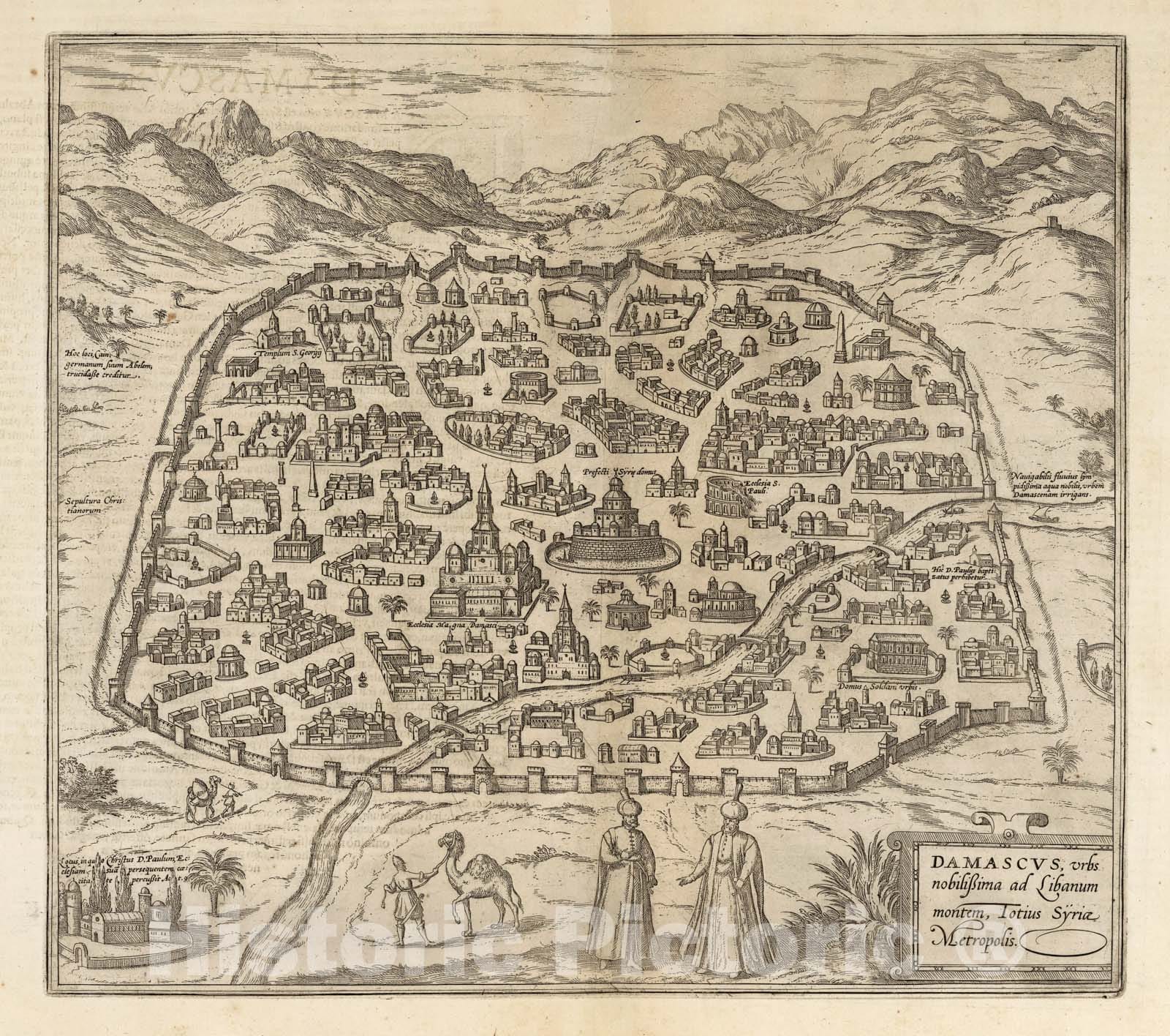 Historic Map : Damascus (Syria), 1575 Vol II (55) Damascus. , Vintage Wall Art