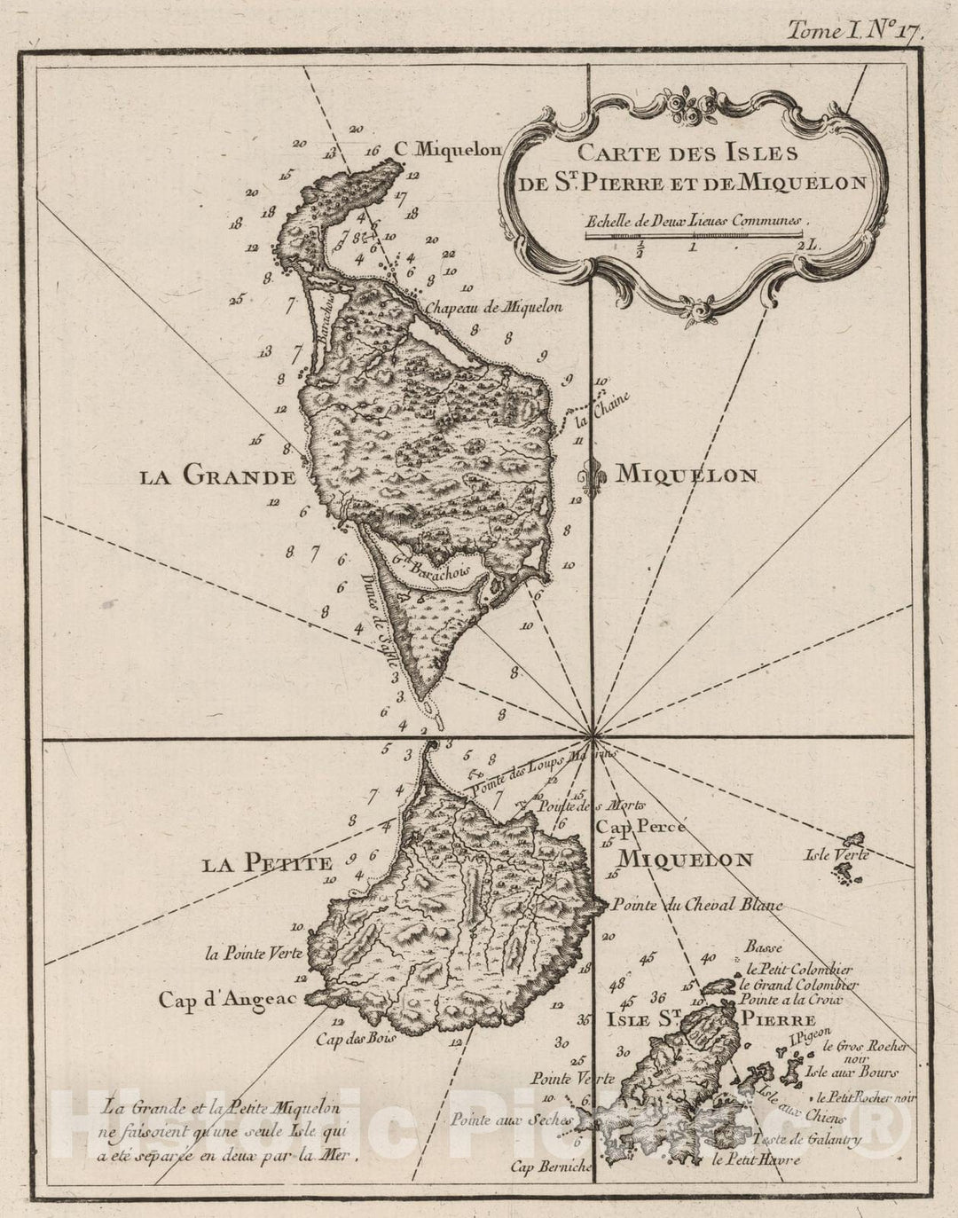 Historic Map : Saint Pierre and Miquelon 1764 Carte des Isles de St. Pierre et de Miquelon , Vintage Wall Art