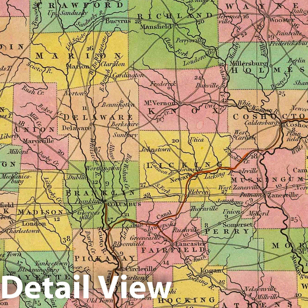 Historic Map : 1836 New Map Of Ohio. - Vintage Wall Art