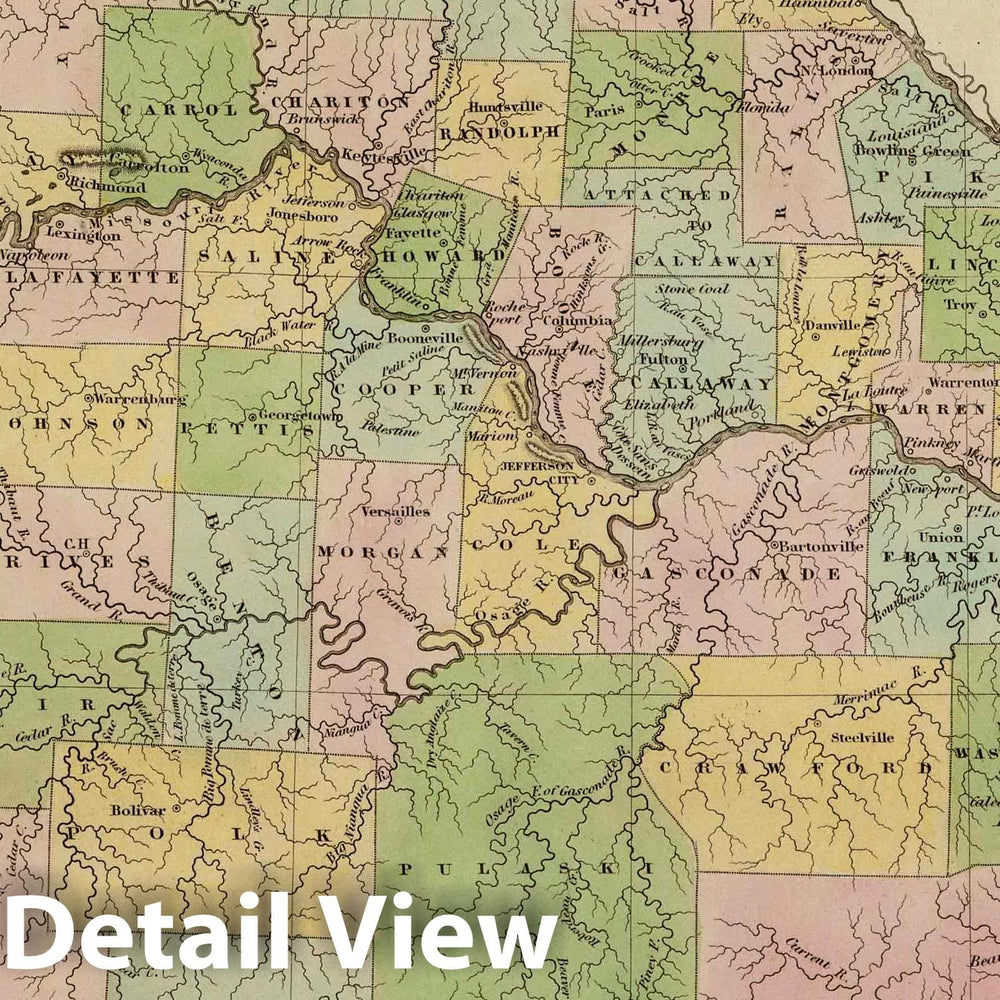 Historic Map : National Atlas - 1838 Missouri. - Vintage Wall Art