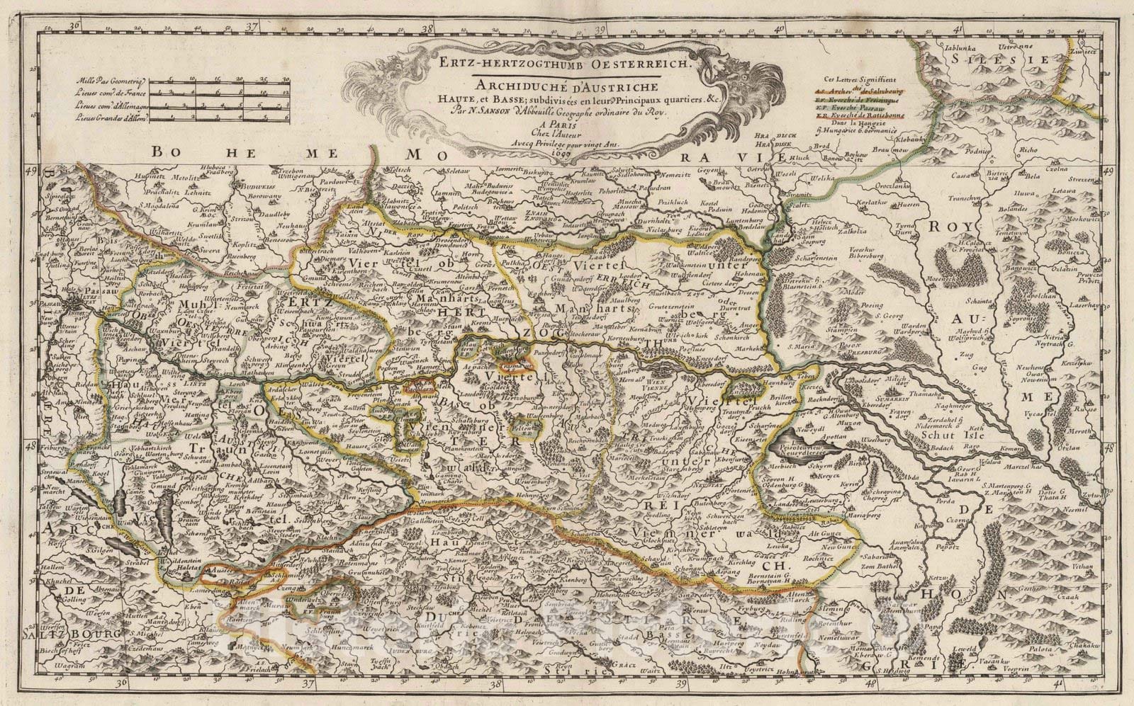 Historic Map : 1699 Archduchy of Austria. - Vintage Wall Art