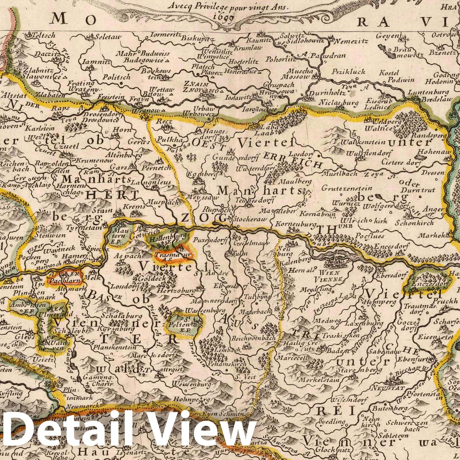 Historic Map : 1699 Archduchy of Austria. - Vintage Wall Art