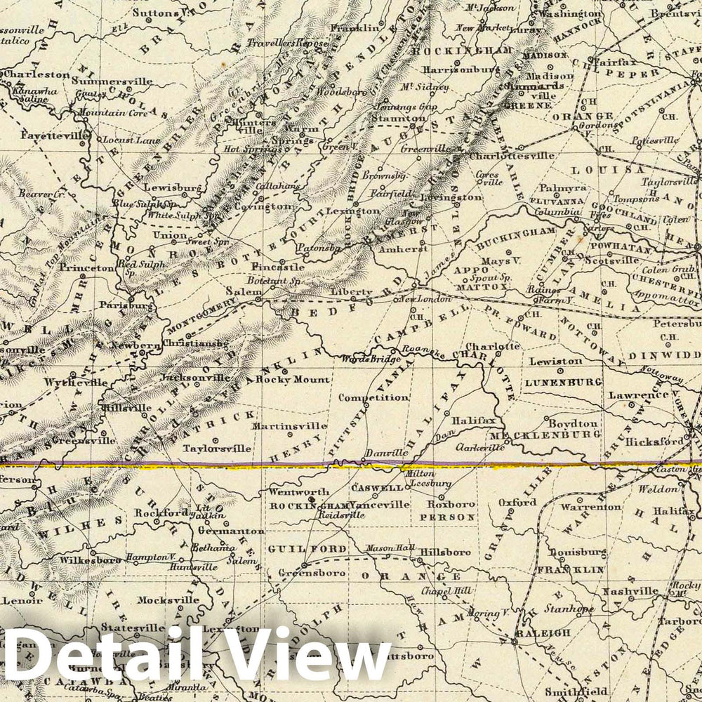 Historic Map : National Atlas - 1854 Der Bundesdistrict Columbia, Virginien, Nord-Carolina, Maryland, u. Delaware. - Vintage Wall Art
