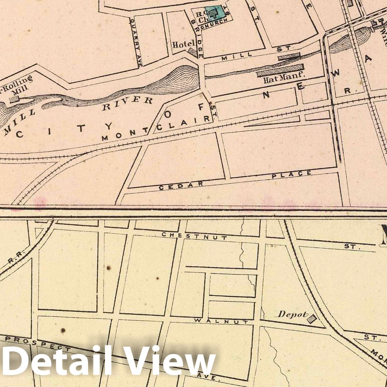 Historic Map : 1872 Belleville, Montclair, N.J. - Vintage Wall Art