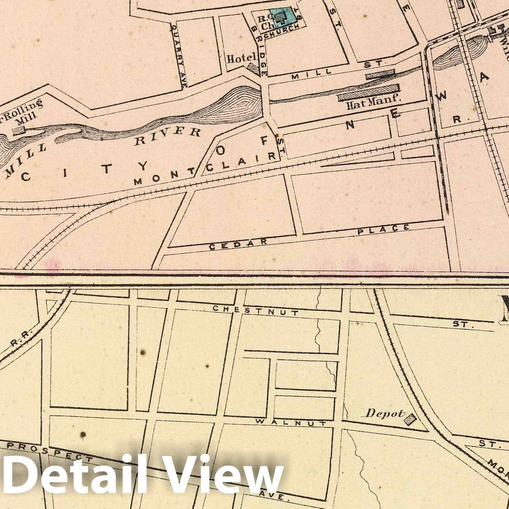 Historic Map : 1872 Belleville, Montclair, N.J. - Vintage Wall Art