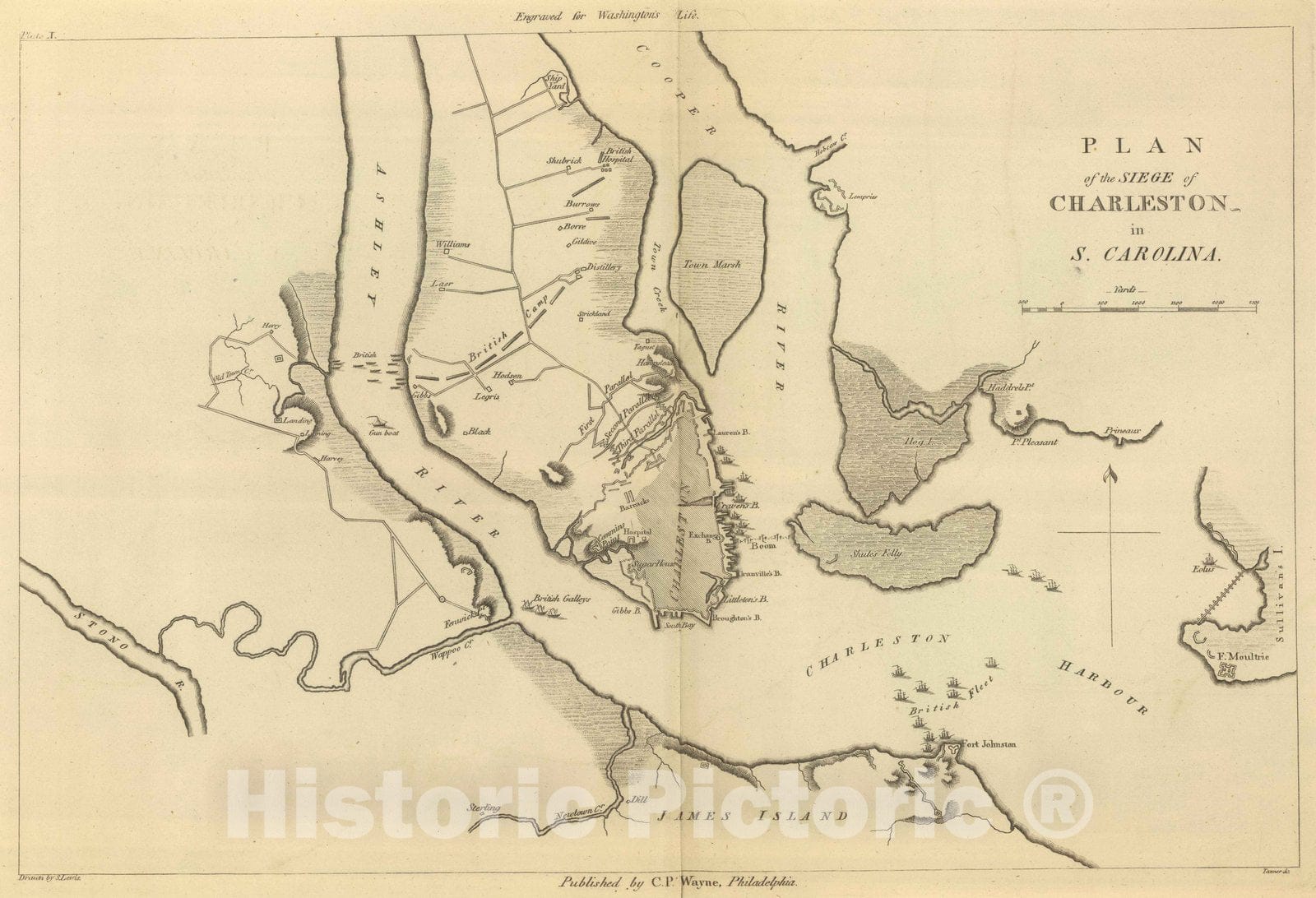 Historic Map : 1807 Siege of Charleston in S. Carolina. - Vintage Wall Art