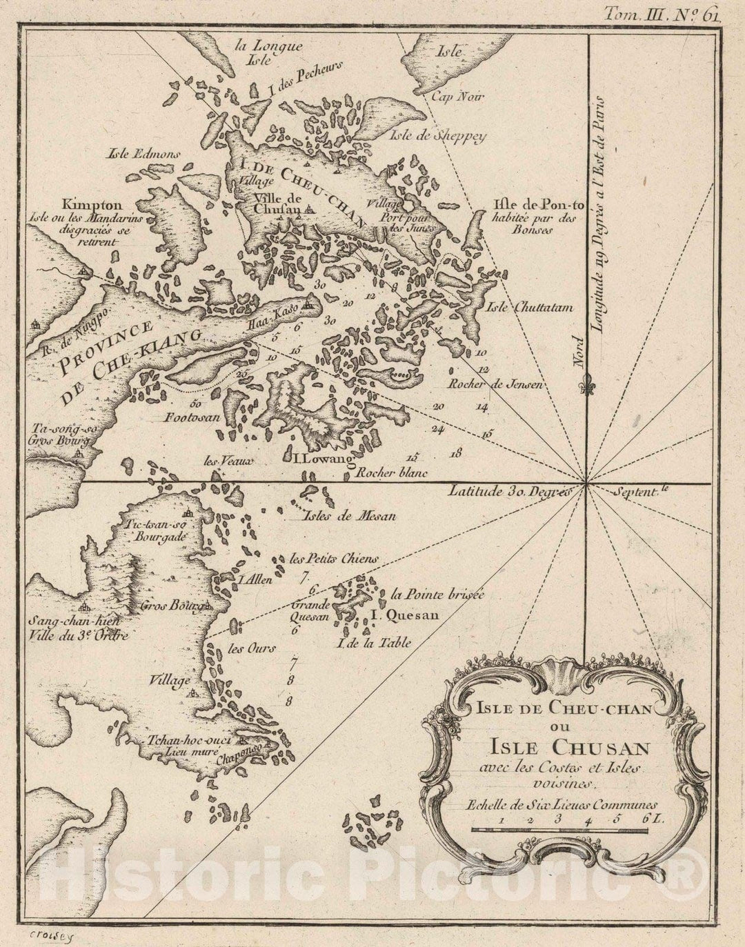 Historic Map : China, 1764 Isle de Cheu-Chan ou isle Chusan : avec les Costes et isles Voisines , Vintage Wall Art