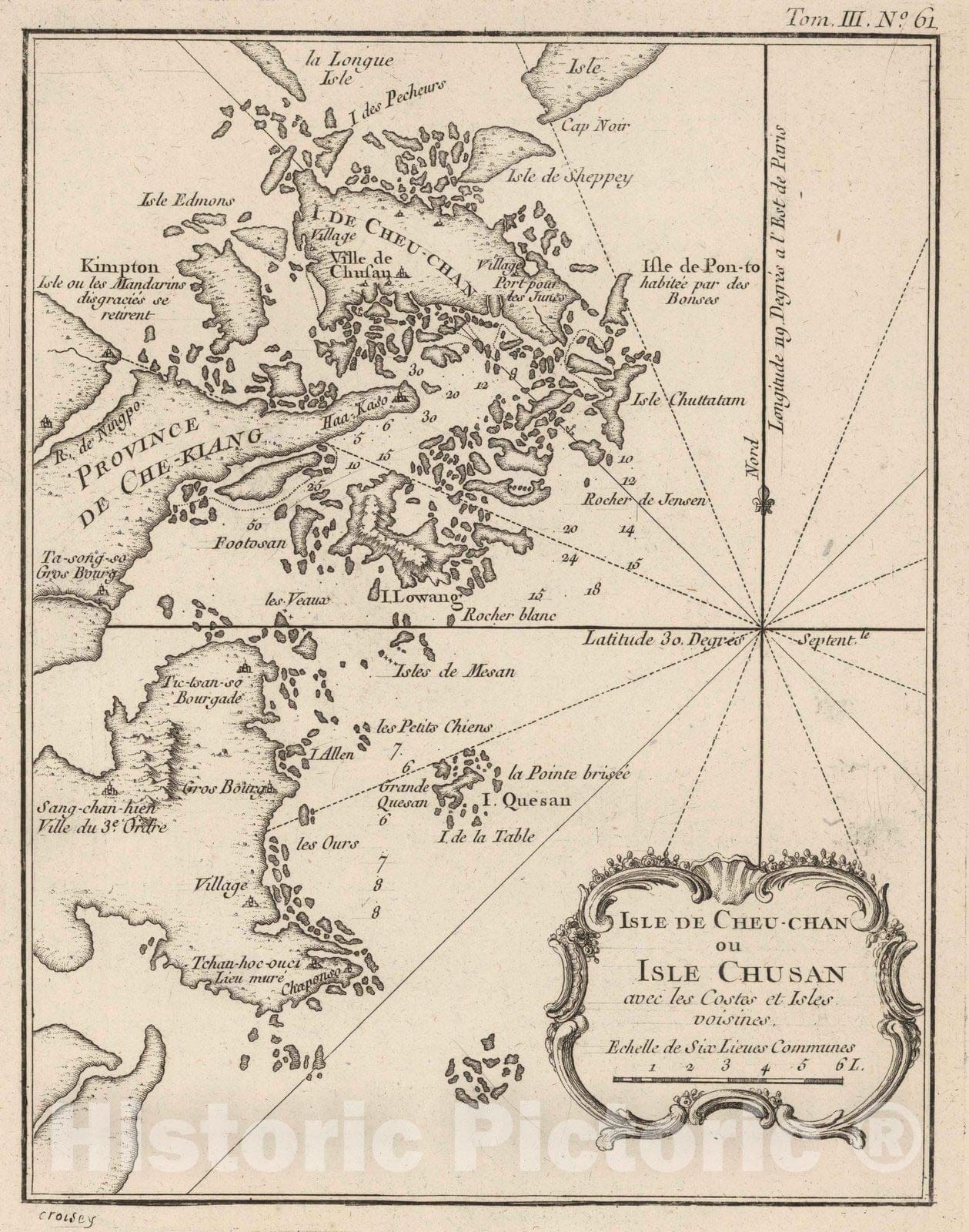 Historic Map : China, 1764 Isle de Cheu-Chan ou isle Chusan : avec les Costes et isles Voisines , Vintage Wall Art