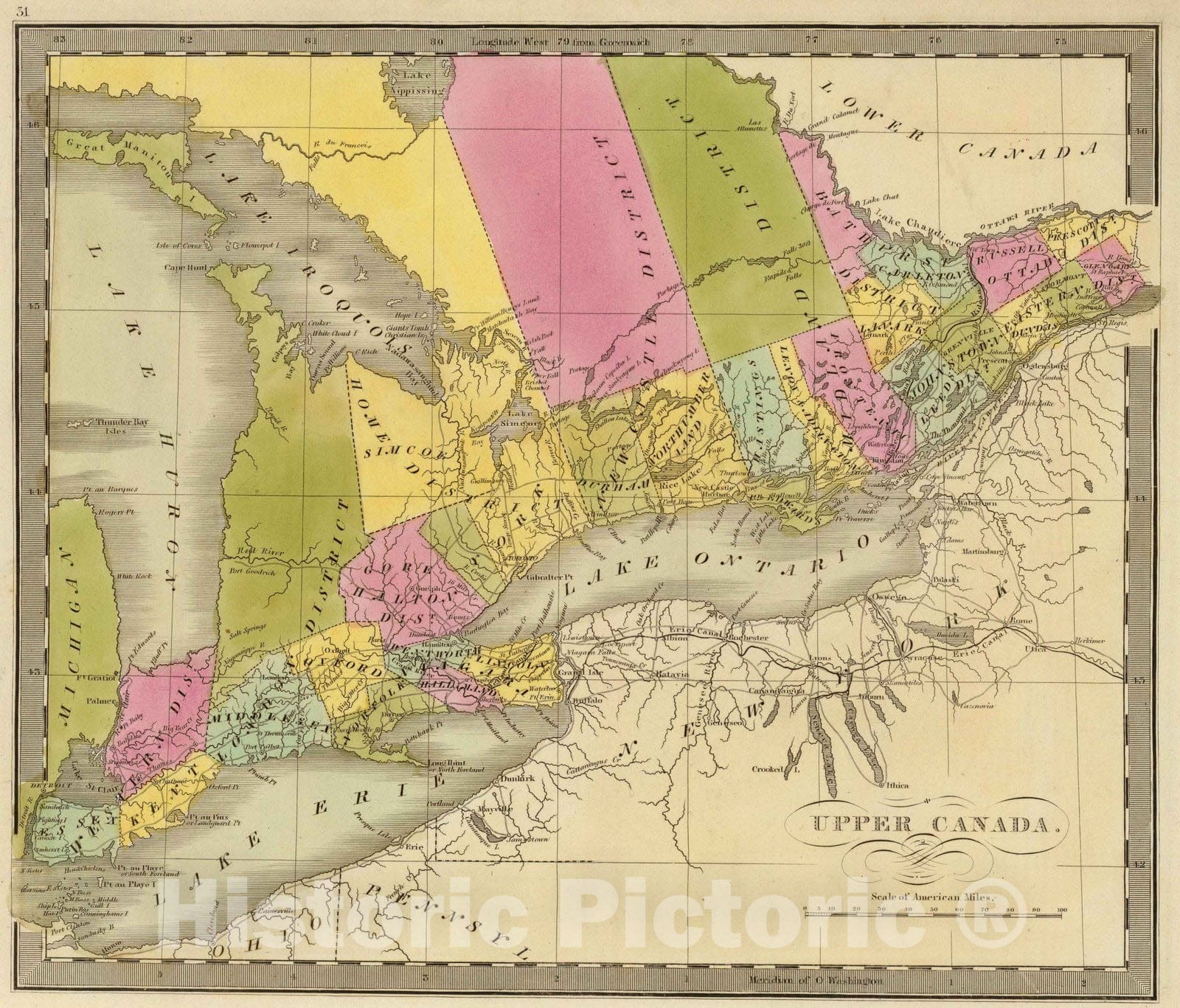 Historic Map : 1840 Upper Canada. - Vintage Wall Art
