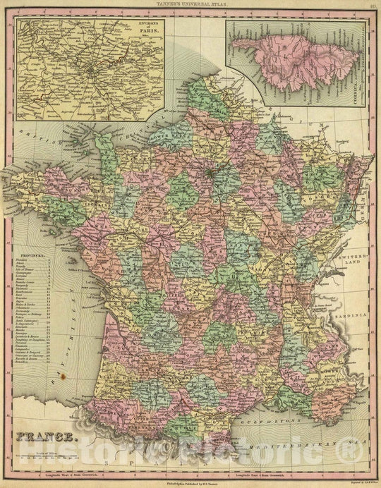 Historic Map : 1836 France. - Vintage Wall Art