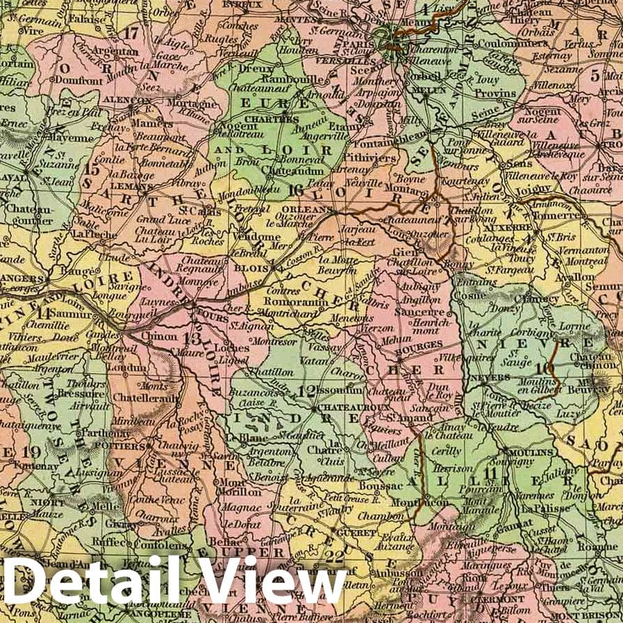 Historic Map : 1836 France. - Vintage Wall Art