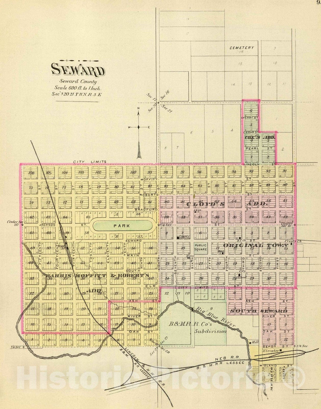 Historic Map : 1885 Seward. - Vintage Wall Art