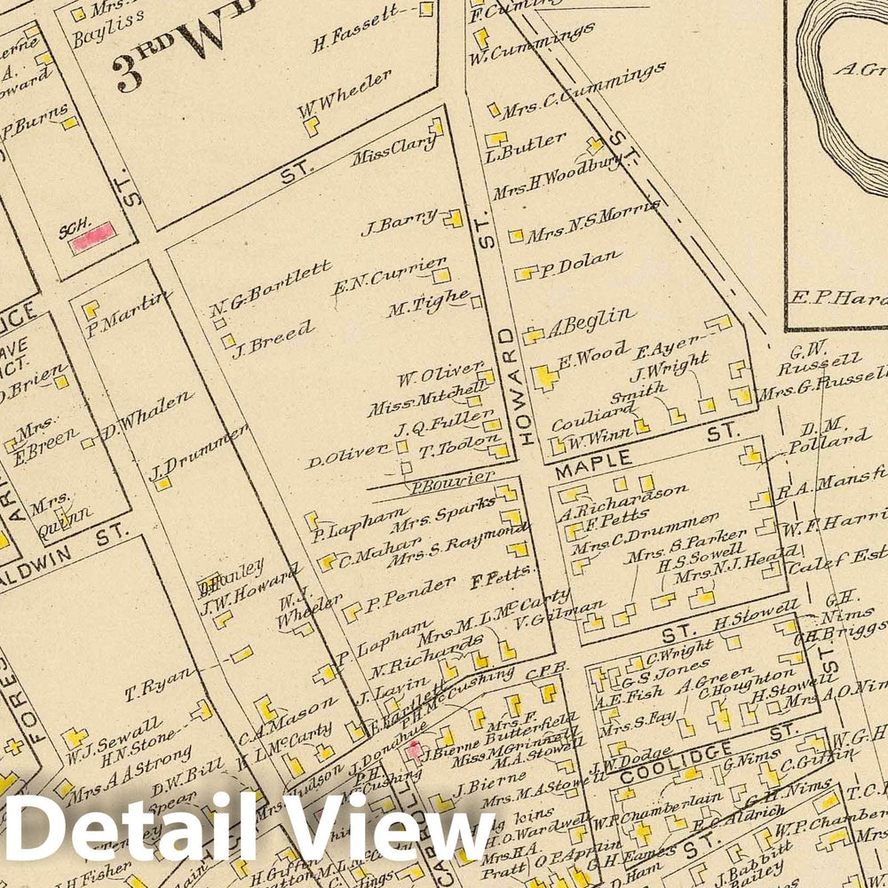 Historic Map : 1892 Keene, Ward 3, 5. - Vintage Wall Art
