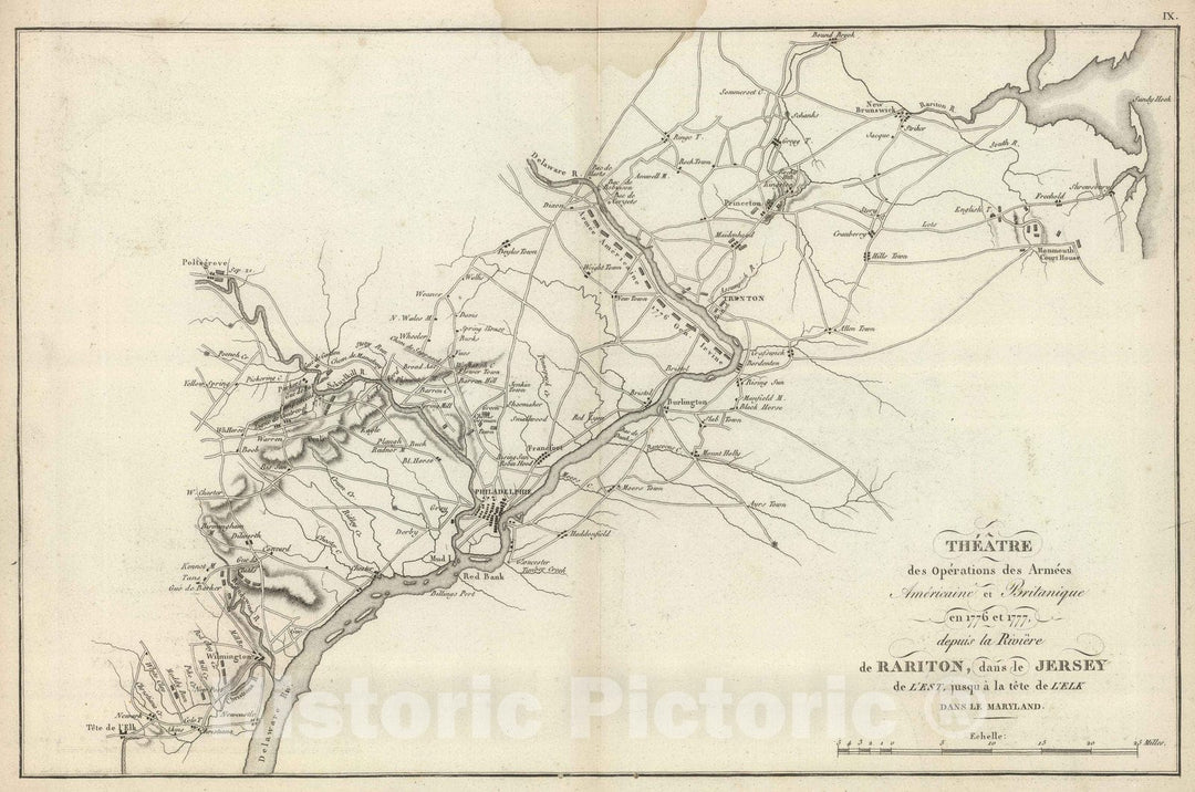 Historic Map : Delaware, 1807 Armees Americaine et Britannique en 1776 et 1777 dans le Maryland. , Vintage Wall Art