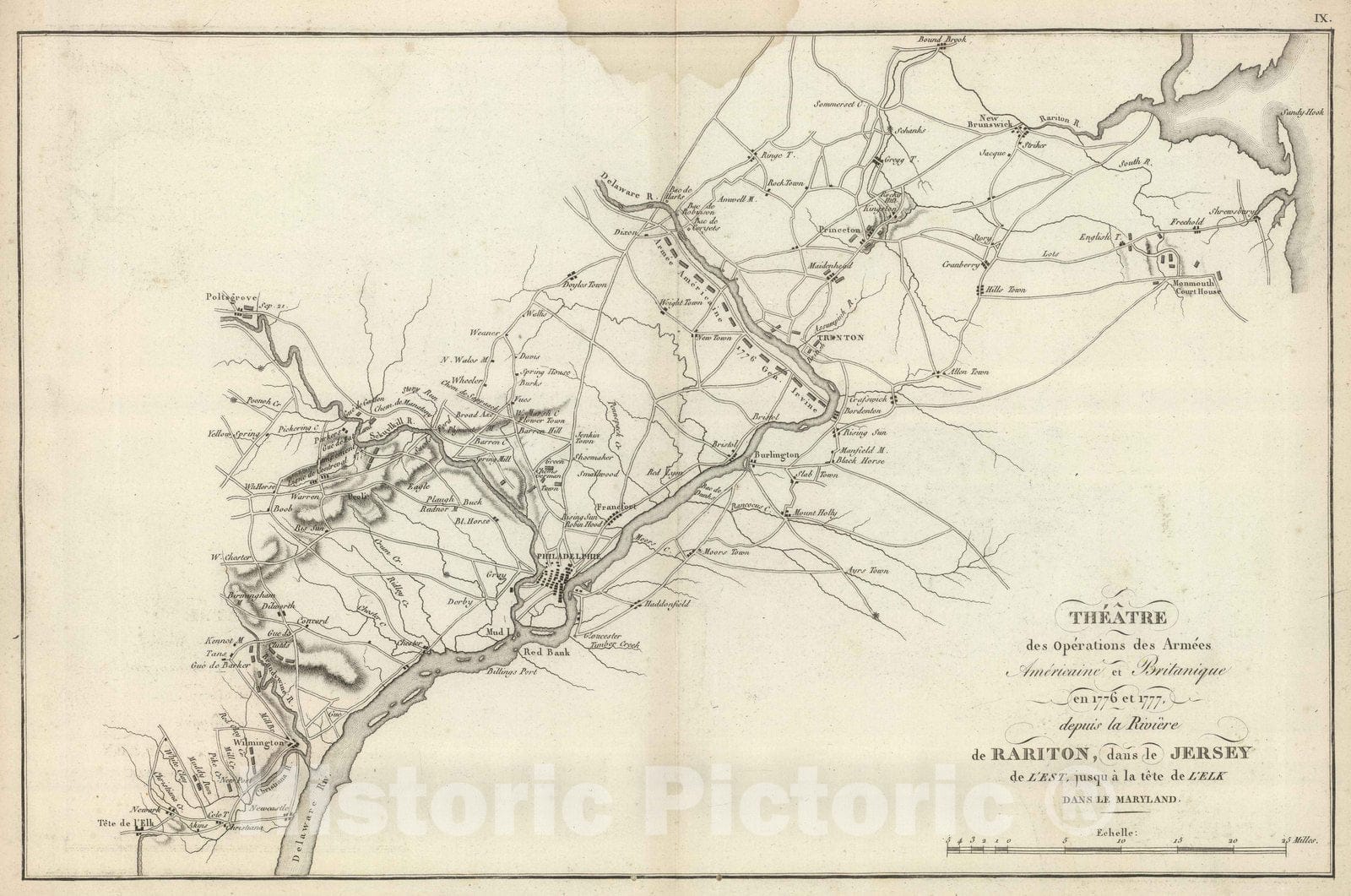 Historic Map : Delaware, 1807 Armees Americaine et Britannique en 1776 et 1777 dans le Maryland. , Vintage Wall Art