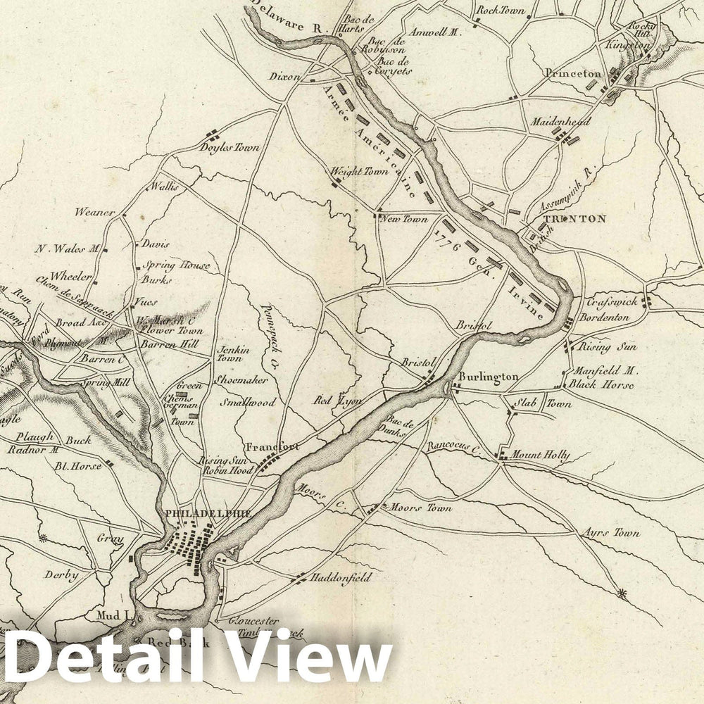 Historic Map : Delaware, 1807 Armees Americaine et Britannique en 1776 et 1777 dans le Maryland. , Vintage Wall Art