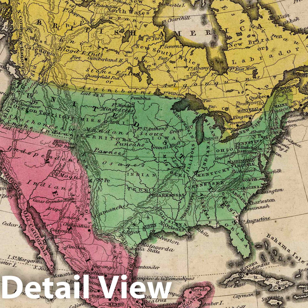 Historic Map : School Atlas - 1845 Political Map Of North America - Vi ...