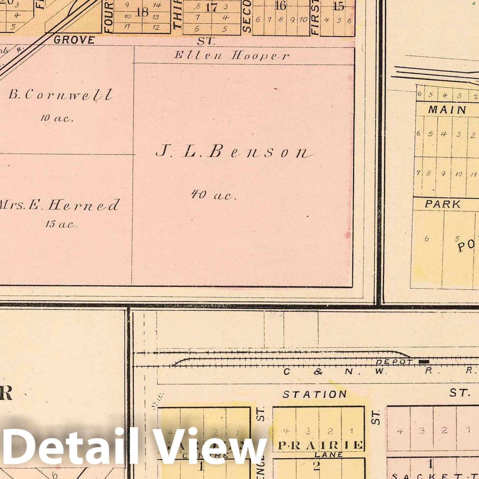 Historic Map : 1886 Capron. Caledonia Center. Poplar Grove. Garden Prairie. Village of Herbert, Boone County, Illinois. - Vintage Wall Art