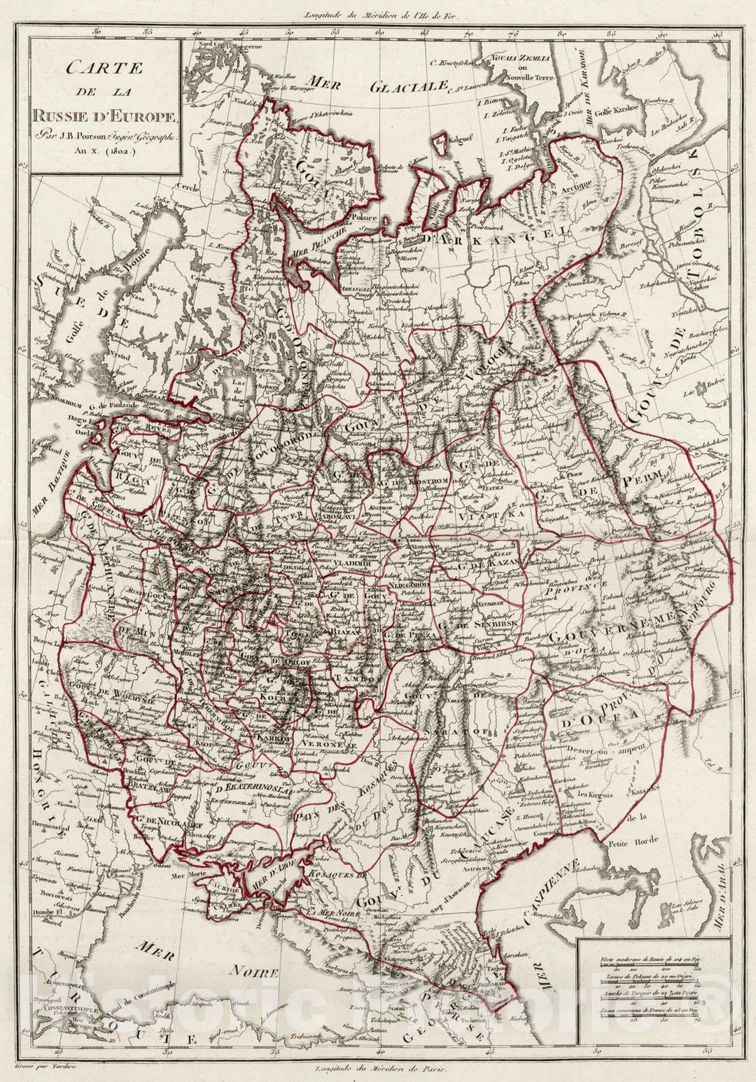 Historic Map : Russia, 1810 IX. Carte de la Russie d'Europe. , Vintage Wall Art