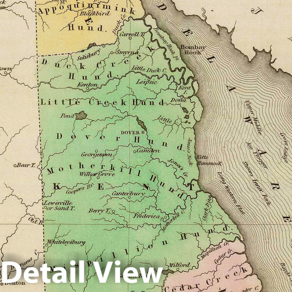 Historic Map : National Atlas - 1838 Delaware. - Vintage Wall Art