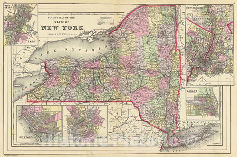 Historic Map : 1890 New York State. - Vintage Wall Art
