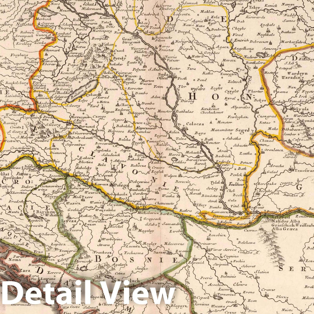 Historic Map : 1665 Hungary, Transylvania, Slovenia, Croatia, Bosnia, Dalmatia. - Vintage Wall Art