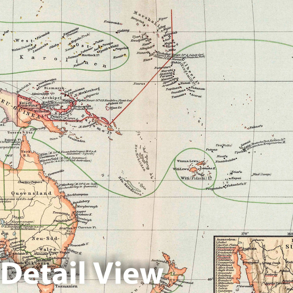 Historic Map : Australia, Polynesia, Pacific 1894 (Germanism in Australia and Polynesia). , Vintage Wall Art