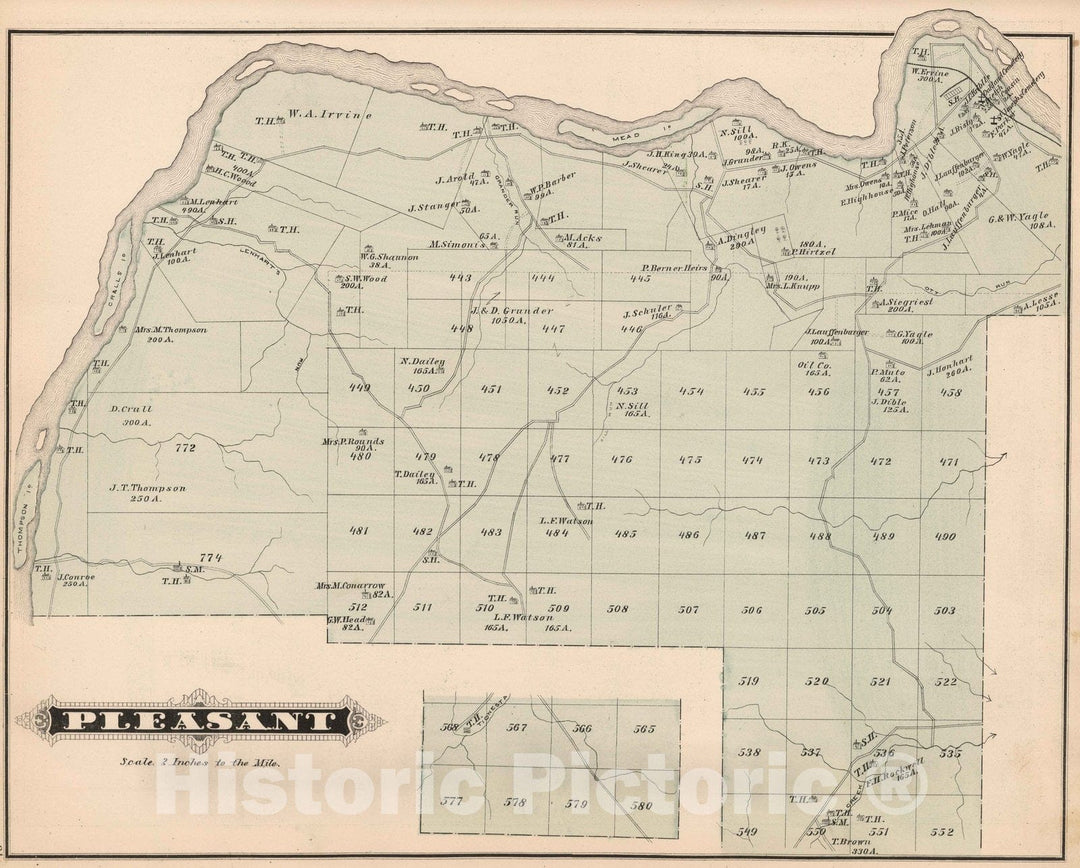 Historic Map : 1878 Pleasant, Warren County, Pennsylvania. - Vintage Wall Art